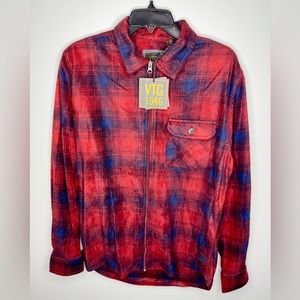 NWT - VINTAGE 1946 Men’s Zip Shirt Jacket Orange/ Blue